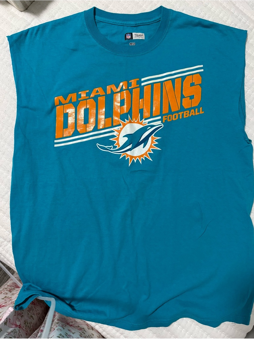 NFL Teal Crewneck Graphic Tee with Orange and White Accents